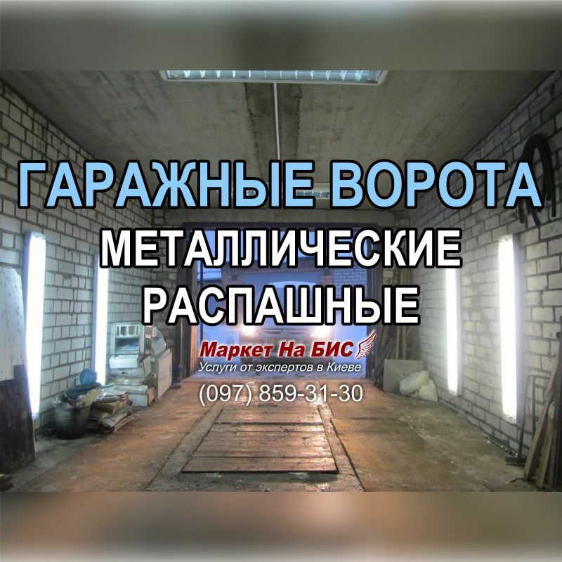 102M - Киев: ворота металлические гаражные распашные с дверью (цена / стоимость)